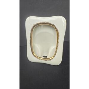 Vintage Photo Frame White Ceramic Gold Trim Wm Rice Japan MCM Decor